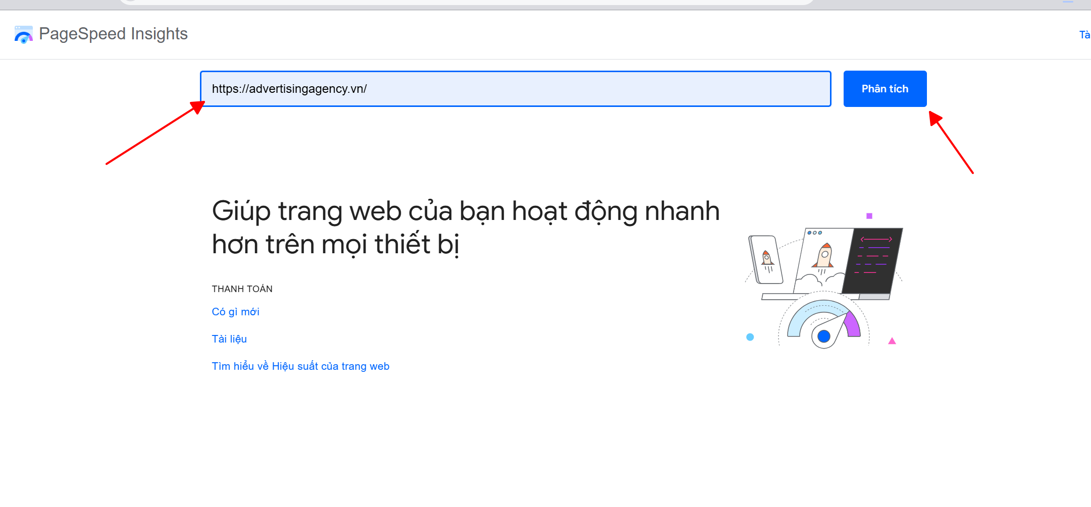 huong dan cach dung Google PageSpeed Insights