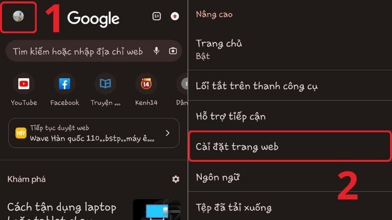 Cách tắt quảng cáo trên điện thoại Samsung thành công 100% Chon hinh ho so o goc tren ben trai de mo Cai dat