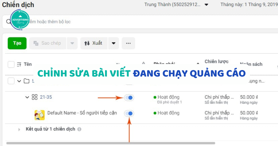 chỉnh sửa bài viết khi đang chạy quảng cáo