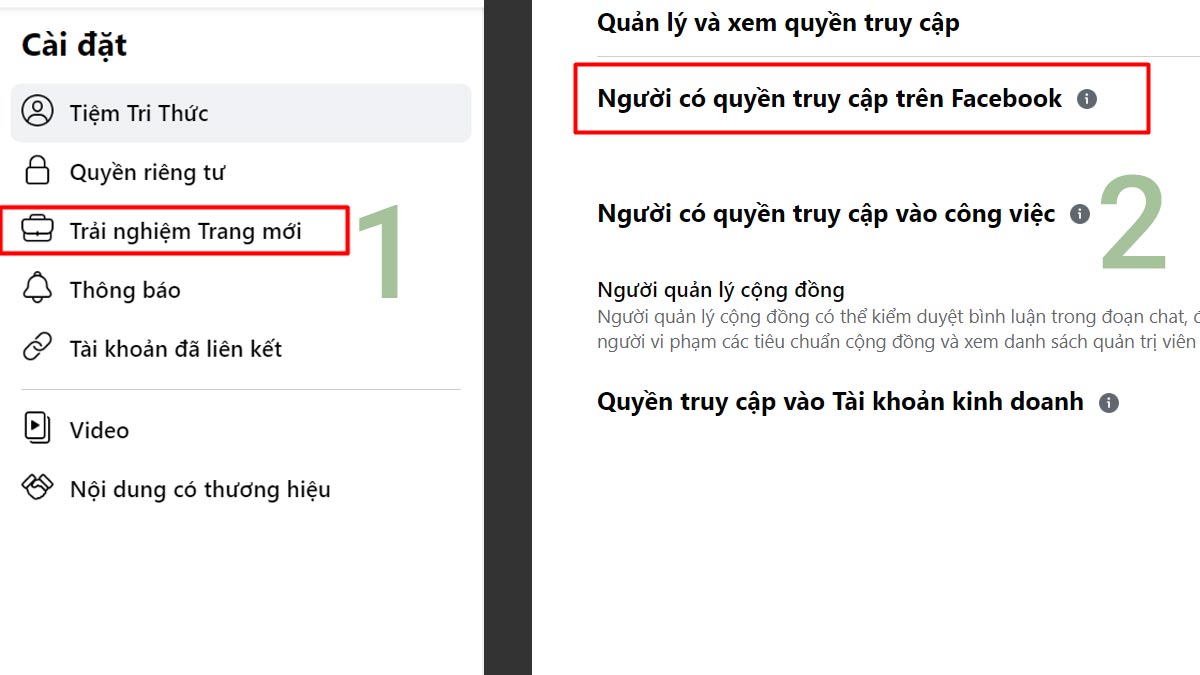chon muc Nguoi co quyen truy cap tren Facebook
