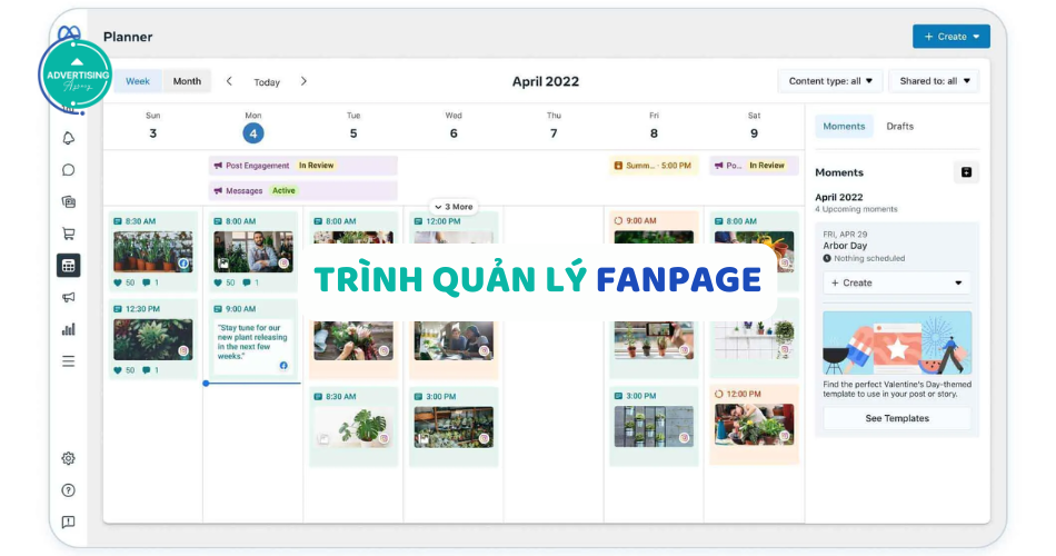 trình quản lý trang fanpage
