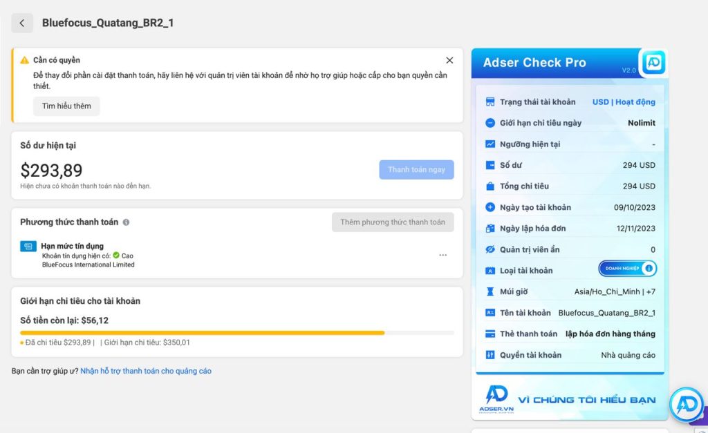 Tài khoản BM Invoice là gì trên Facebook Ads? bm invoice screenshot