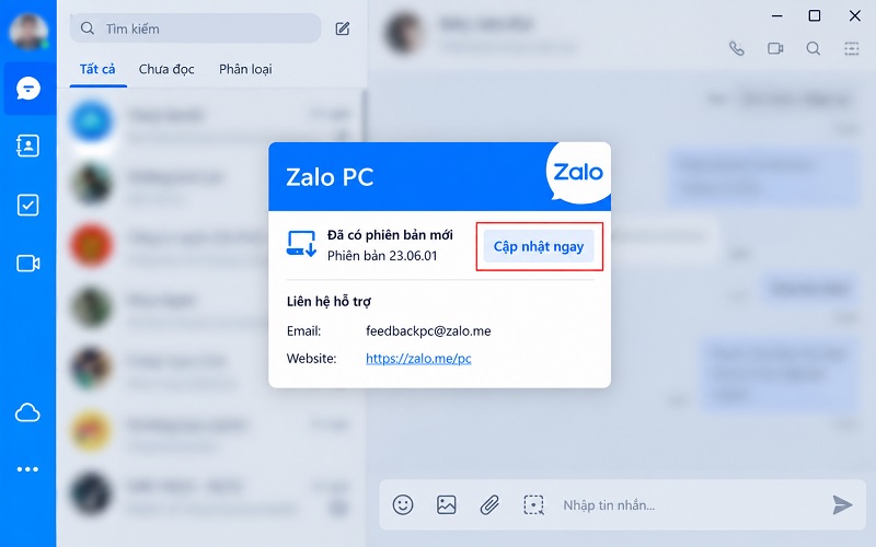 Cập nhật Zalo phiên bản mới nhất