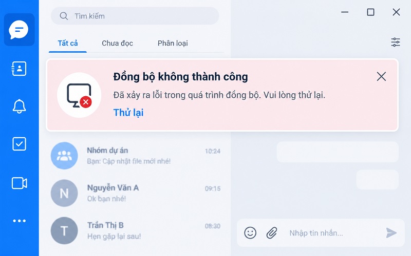 Zalo PC bị lỗi không đồng bộ tin nhắn