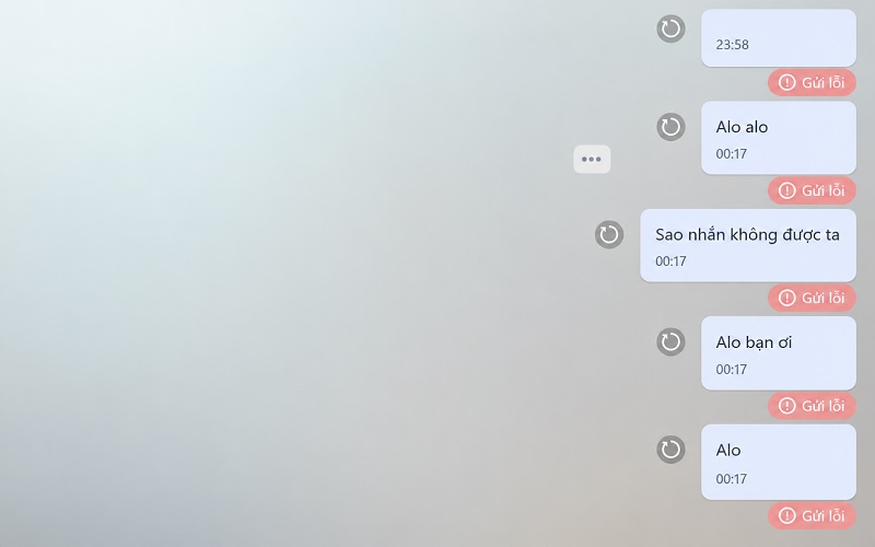 Zalo PC bị lỗi không gửi được tin nhắn