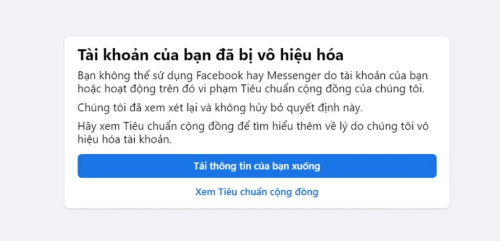 Hướng dẫn Khôi phục tài khoản Facebook bị xóa vĩnh viễn 2025 Tài Khoản Bị Vô Hiệu Hoá Vĩnh Viễn