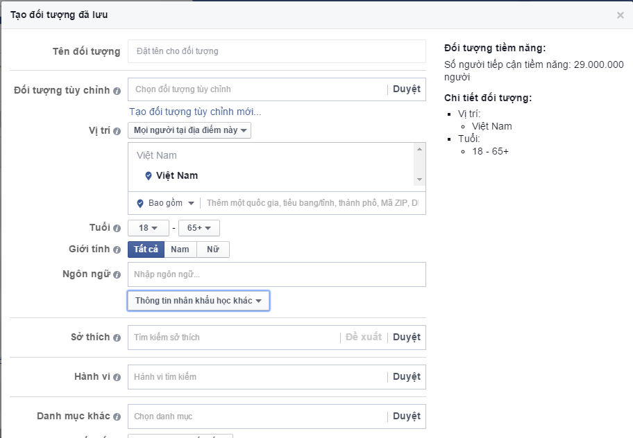 Bước đầu tiên của mọi quảng cáo là xác định đúng người sẽ nhìn thấy quảng cáo