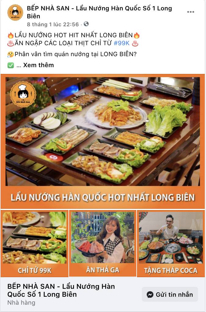 Mẫu content quảng cáo nhà hàng trên Facebook