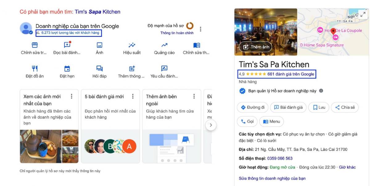 Số lượng lượt đánh giá của khách cũ trên Google ảnh hưởng rất lớn tới uy tín của nhà hàng