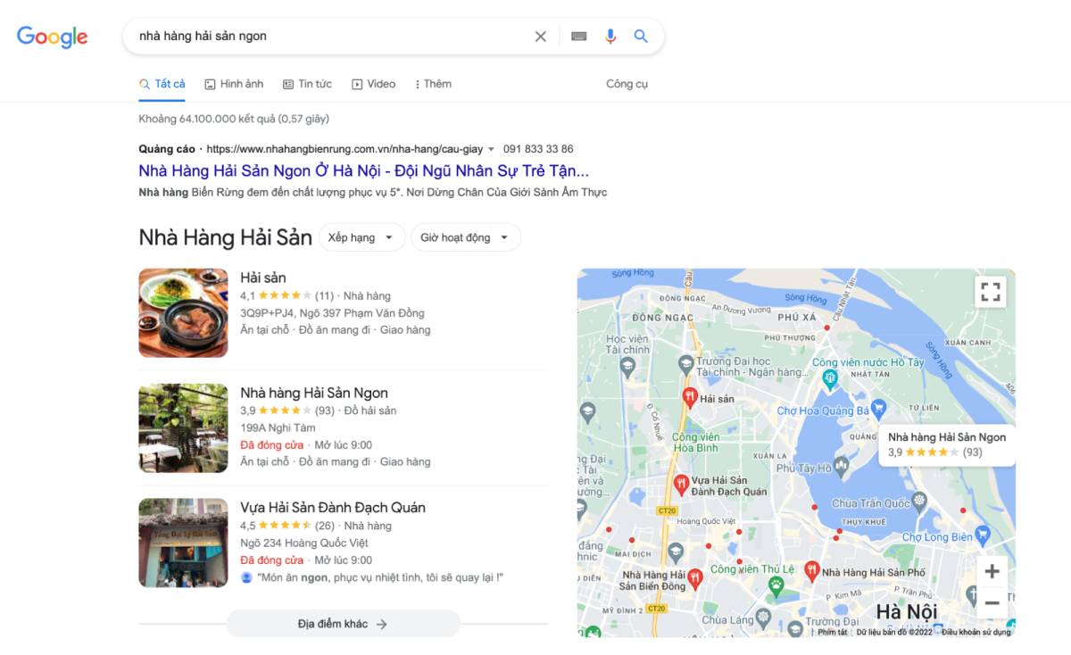 Google và Maps phù hợp với nhu cầu tìm kiếm sẵn có