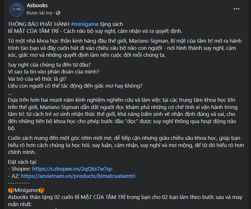 Minigame kết hợp review cũng là một hình thức quảng cáo sách hiệu quả