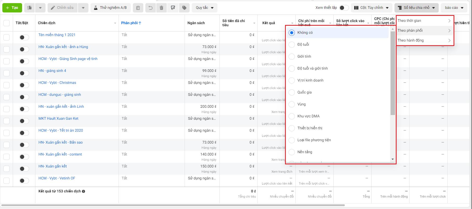 Cách quảng cáo thực phẩm chức năng đúng chính sách, ra đơn ổn định 9 Để tối ưu quảng cáo từ các chỉ số, bạn hãy click vào từng mục để xem báo cáo từ Facebook