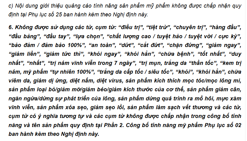 Các cụm từ cấm khi sử dụng quảng cáo mỹ phẩm theo pháp luật (1)