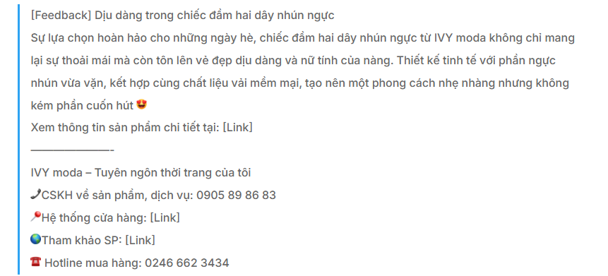 Mẫu content thời trang dựa trên feedback khách hàng để xây dựng lòng tin