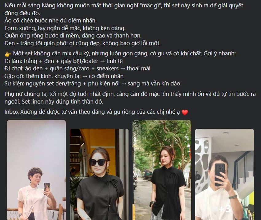 Content nên tập trung vào những ưu điểm khi diện đồ