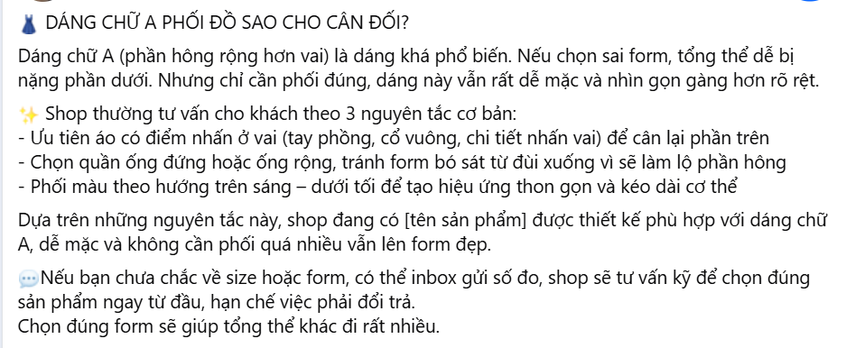 Mẫu nội dung tư vấn phối đồ (mix & match) tăng uy tín cho shop