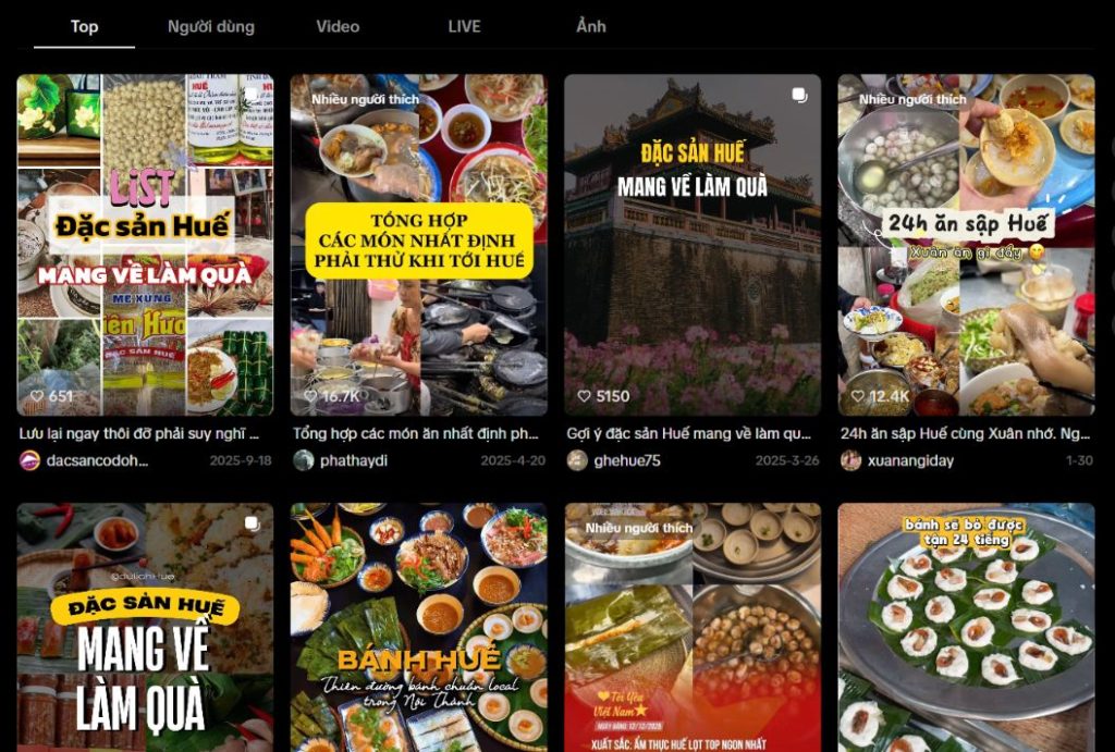 Mẫu content bắt trend từ TikTok để lồng ghép vào đặc sản của mình