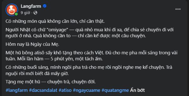 Ví dụ mẫu content chia sẻ cảm xúc, câu chuyện từ đặc sản trà atiso Đà Lạt
