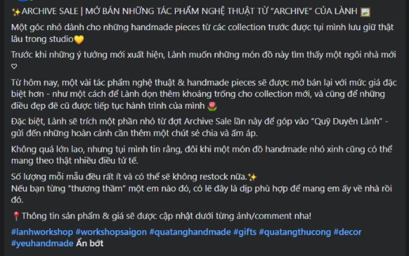 Mẫu content đánh vào sự độc bản, số lượng ít để kích thích khách hàng