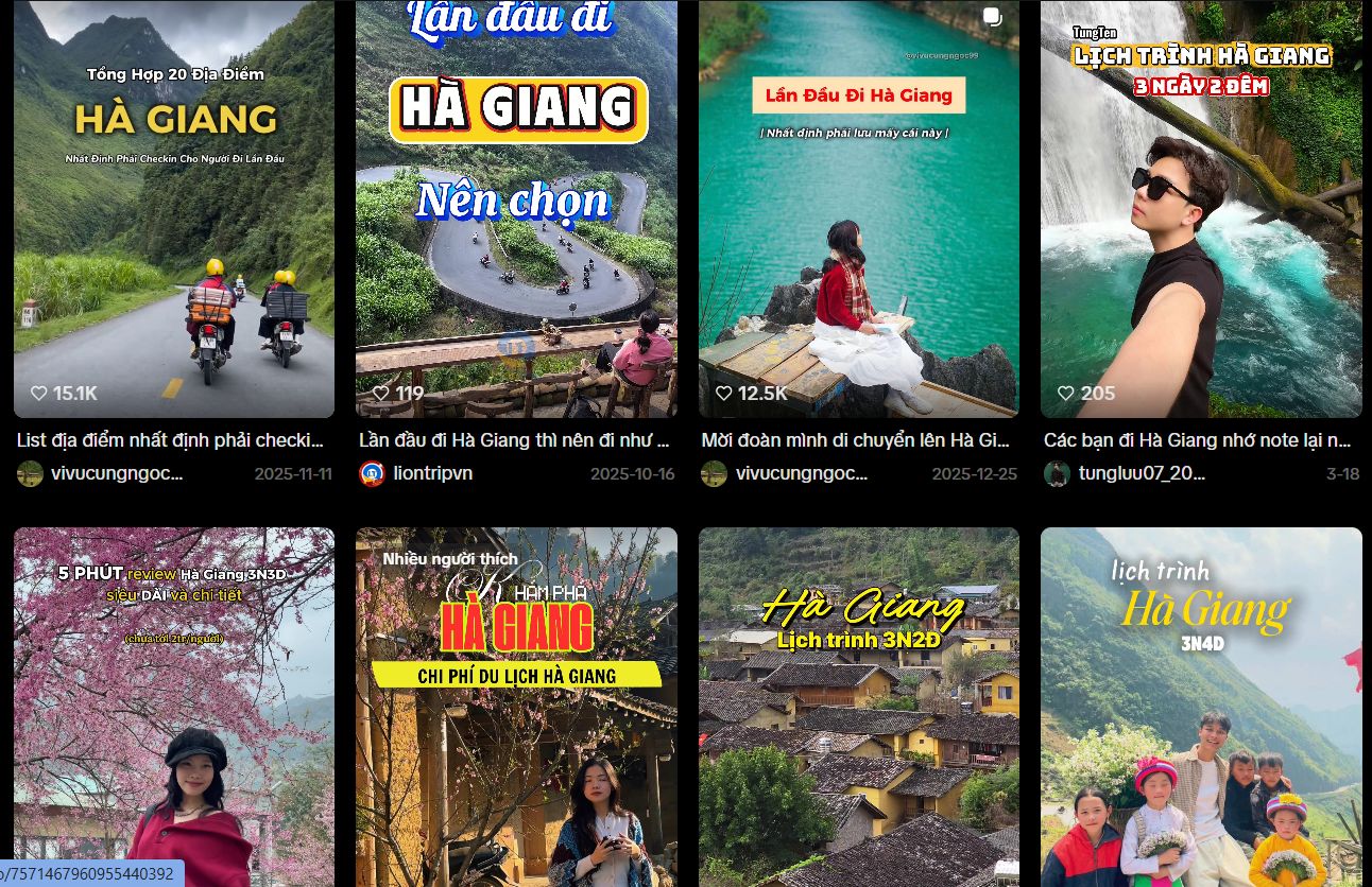 Dạng content quảng cáo du lịch được sử dụng nhiều trên TikTok