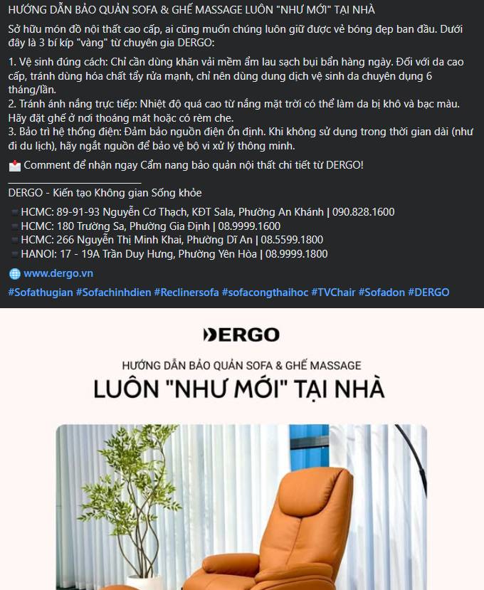 Mẫu content chia sẻ kiến thức, mẹo vặt về trang trí và bảo quản nội thất