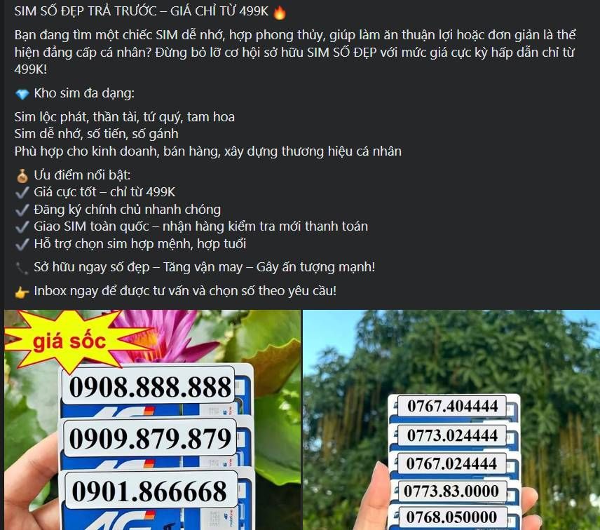 Mẫu content tập trung vào giá trị thực tế của sim