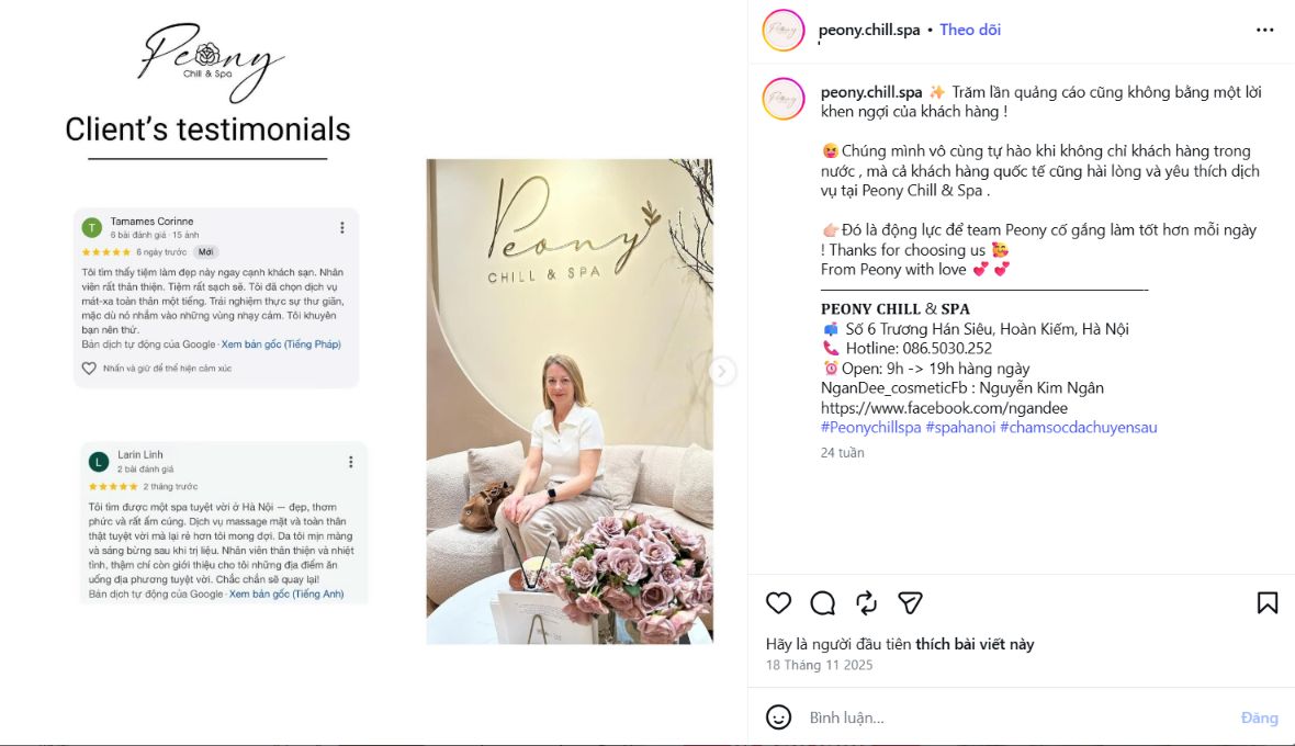 Tham khảo Mẫu content spa trên instagram