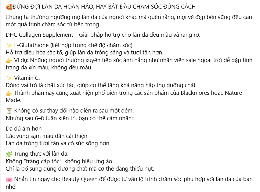 Mẫu caption cho sản phẩm trắng da: