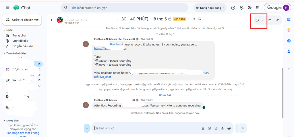 Tạo Google Meet từ Gmail hoặc Google Chat