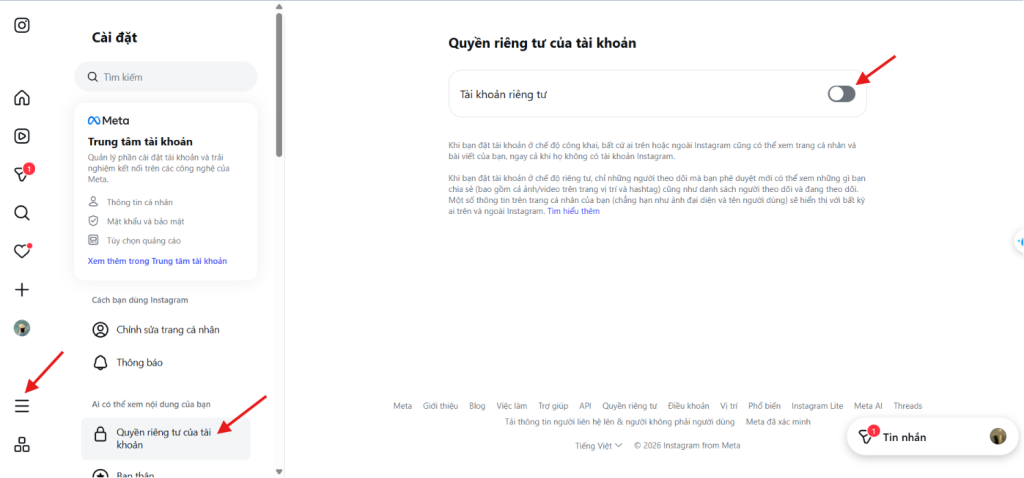 Hướng dẫn khóa Instagram trên máy tính