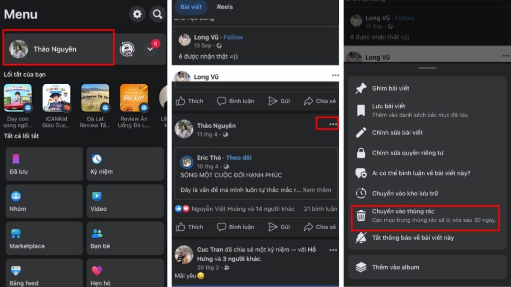 Cách xóa một bài viết trên Facebook cá nhân