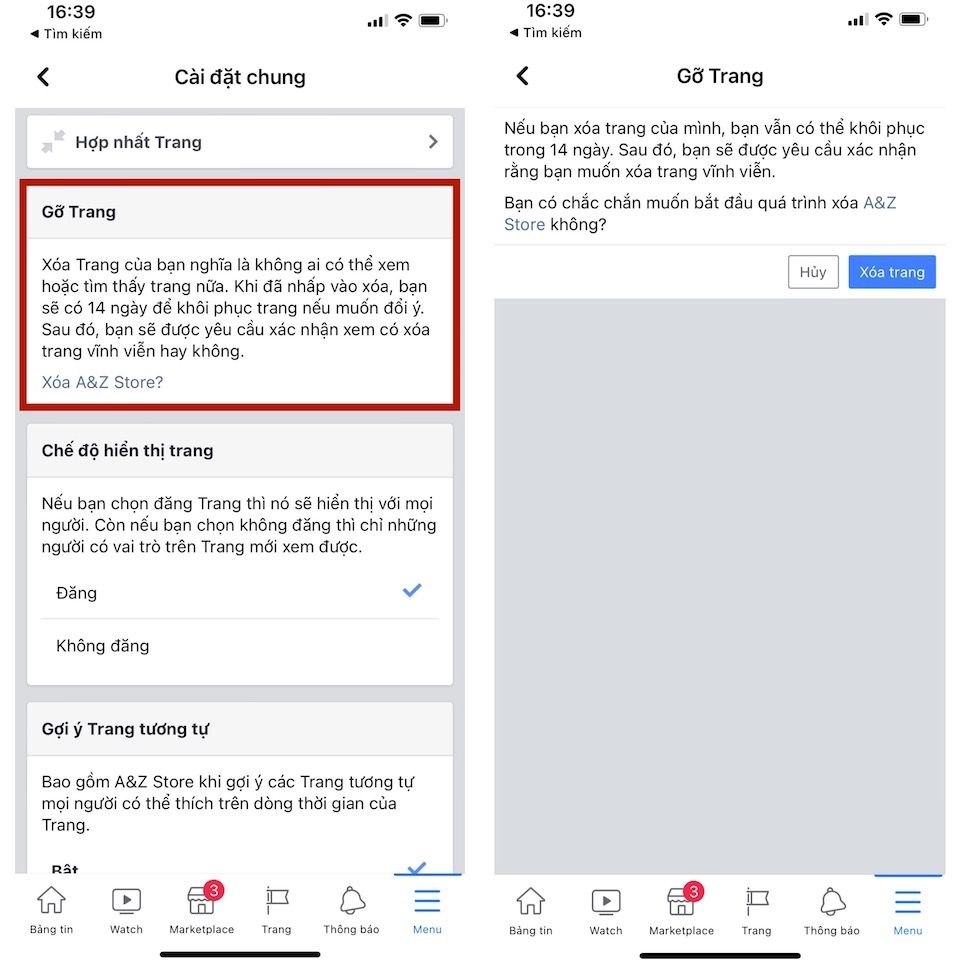 Hướng dẫn xóa Fanpage trên ứng dụng di động Facebook mới nhất