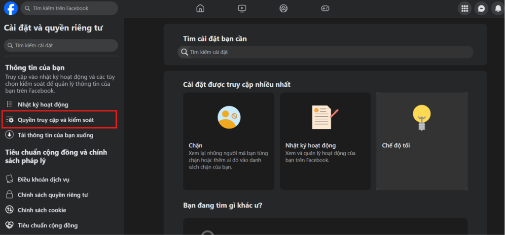 Chọn Quyền truy cập và kiểm soát