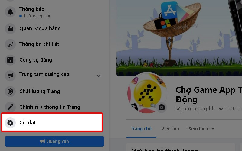 Truy cập vào Cài đặt