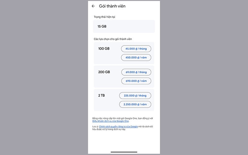 Chọn gói phù hợp