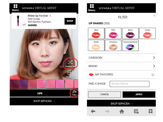 Sephora  cho phép khách thử màu son ảo (AR)