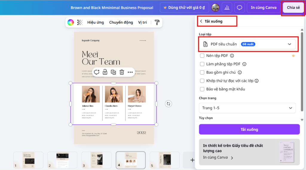 Xuất file dưới dạng PDF để gửi khách